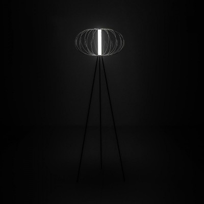 Lampada da terra LED Flux in acciaio verniciato nero lucido, 50x50 h150 cm
