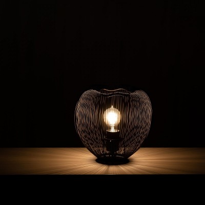 Lampada da tavolo Nety in Metallo nero lucido, 26x26 h25 cm