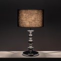 Lampada da tavolo Metra in Cristallo e Acciaio con paralume in Tessuto nero, 36x36 h63 cm
