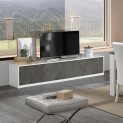 Mobile TV GIADA Bianco opaco con 4 Ante finitura Ossido, 208 x 45 x h45 cm
