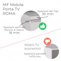 Roma Mobile Porta TV Nero Laccato Lucido 4 Ante, 220 x 50 x h45 cm