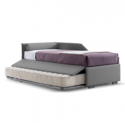 Morph Letto Dormeuse Imbottita in Tessuto idrorepellente grigio con Rete Estraibile manuale, 80x190 cm