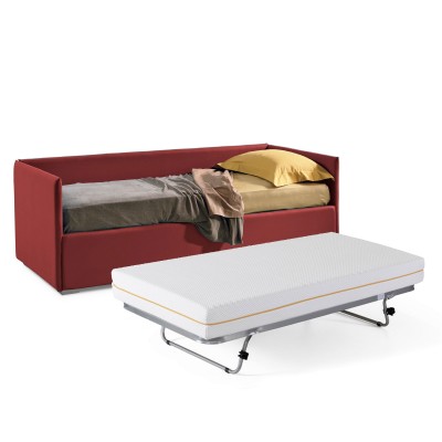 Morph Divano Letto Imbottito in Tessuto idrorepellente con Rete Estraibile manuale, 80x190 cm