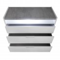 Cassettiera Comò 3 cassetti OPEN Bianca con Top folding Effetto Cemento, 111 x 50 x h95 cm